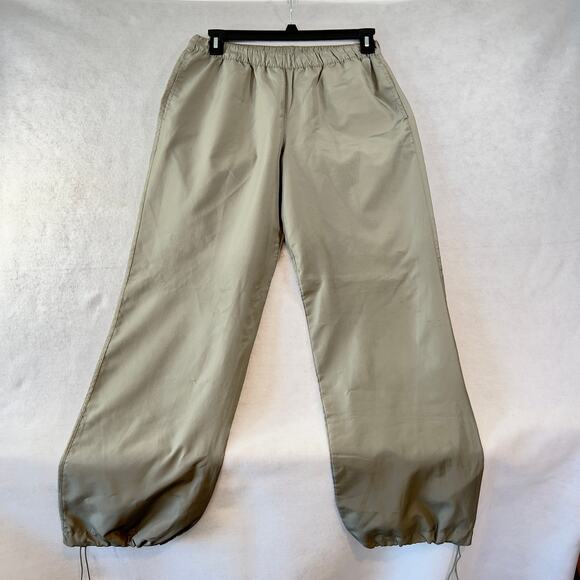 FuDa Joggers Woman's M Drawstring Cuffs Olive Green Elastic Waist Slash Pockets - Picture 1 of 11